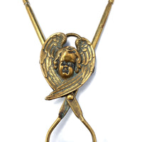 Victorian Brass Skirt Lifter with Winged Angel Cherub 6" (#J1345)