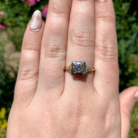 14k Gold Art Deco Filigree Ring w/Champagne Genuine Natural Diamond (#J6811)
