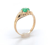 10k Yellow Gold Baby Child's .22ct Square Genuine Natural Emerald Ring (#J6381)