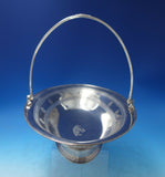 English Georgian Silverplate Basket with Handle Pierced Border Swans (#5839)