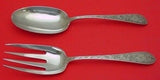 Colonial B Engraved by Whiting Sterling Silver Salad Serving Set 2pc Orig 9 1/4"