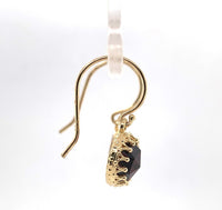14k Yellow Gold Rose Cut Genuine Natural Garnet Dangle Drop Earrings (#J6322)