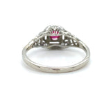 14k White Gold Art Deco .28ct Genuine Natural Ruby Filigree Ring (#J6334)