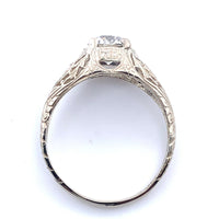 14k White Gold Art Deco .78ct Genuine Natural Diamond Filigree Ring GIA (#J5194)