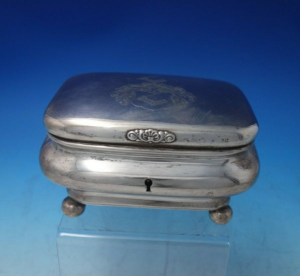 Austrian 13=.812 Silver Jewelry Box w/ Lock Engraved Crest Sword Helmet (#5685)