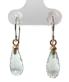 14k Gold 6.12ct TW Briolette Green Genuine Amethyst Prasiolite Earrings (#J7131)