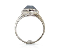 10k White Gold Marquise Navette Genuine Natural Hematite Ring Size 6.25 (#J6286)