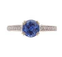 14k White Gold 1.15 Carat Genuine Natural Sapphire and Diamond Ring (#J7178)