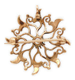 Victorian 10k Rose Gold Opal and Seed Pearl Starburst Pin Pendant w/Bail #J7552