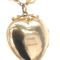 9k Top Victorian Heart Shaped Locket w/Paste Stones Gold Filled Chain (#J6519)