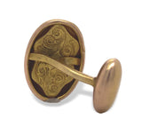 Pair of 14k Rosey Yellow Gold Oval Men's Cufflinks with Scrollwork (#J6870)