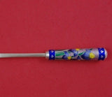 Korean Sterling Silver Dessert Spoon with Enamel and Irises 5 1/2" Heirloom