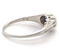 18k White Gold .28ct Blue Genuine Natural Sapphire Engraved Art Deco Ring #J7171