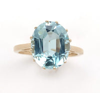 10k Yellow Gold 3.13 Carat Oval Cut Genuine Natural Aquamarine Ring (#J6356)