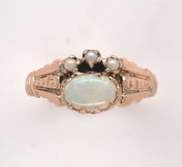 9k Rose Gold Australian Oval Opal Victorian Ring Size 5.25 Jewelry (#J6784)