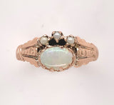 9k Rose Gold Australian Oval Opal Victorian Ring Size 5.25 Jewelry (#J6784)