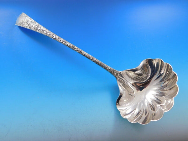Antique Engraved by Tiffany and Co Sterling Silver Soup Ladle Fluted 11 1/2"