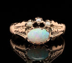 9k Rose Gold Australian Oval Opal Victorian Ring Size 5.25 Jewelry (#J6784)