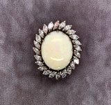Platinum Genuine Natural Opal and 2.50cts Diamonds Ring Pendant Jewelry (#J5849)