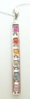 14K White Gold Genuine Natural Rainbow Sapphire Pendant with Diamonds (#J2800)