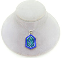14k White Gold Genuine Natural Opal Inlay Intarsia Pendant w/Custom Bezel #J4210