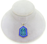 14k White Gold Genuine Natural Opal Inlay Intarsia Pendant w/Custom Bezel #J4210