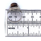 14k White Gold Filigree Genuine Natural Tiger's Eye Cameo Ring (#J4989)