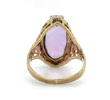 10k Yellow and White Gold Filigree Genuine Natural Amethyst Ring Flowers #J6346