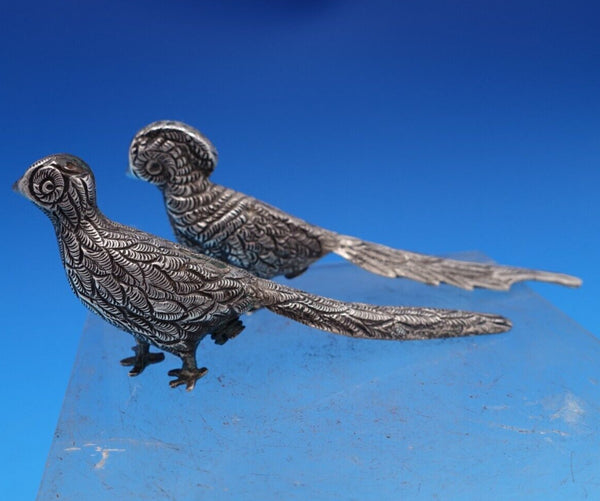 Vigueras Mexican Sterling Silver Salt Pepper Shaker Set 2pc Pheasants (#1666)