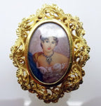 14k Gold Hand Painted Portrait Ring with Genuine Natural Diamond (#J3441)