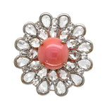 18k White Gold 3.46 Carat Conch Pearl and Rose Cut Diamond Ring w/ Report #J7224