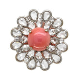 18k White Gold 3.46 Carat Conch Pearl and Rose Cut Diamond Ring w/ Report #J7224