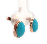 14k Rose Gold Genuine Kingman Turquoise Stud Earrings 3.12 Carats TW (#J7141)