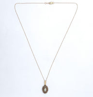 14k Gold Oval Genuine Natural Opal Pendant with Pierced Scrollwork (#J6226)
