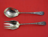 Antique Engraved by Tiffany and Co Sterling Silver Salad Serving Set 2pc 9 1/2"