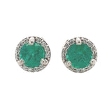 Platinum .65cttw Fine Genuine Natural Emerald and Diamond Stud Earrings #J6999