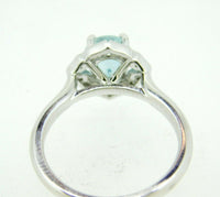 14k White Gold Sky Blue Genuine Natural Tourmaline and Diamond Ring (#J5041)