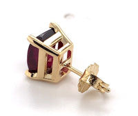 14k Gold Barrel Cut 3.53ct TW Genuine Natural Rhodolite Garnet Earrings (#J6106)