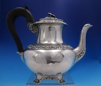 Francois Durand French Sterling Silver Tea Pot 3-D Flower Finial w/Ebony (#3984)