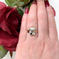 10k Gold Ring with 3.01ct Genuine Natural Gold Vein Quartz Size 6.5 (#J7210)