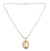 14k Yellow Gold Oval Locket with Engraved Flowers on Wheat Chain 18" (#J7183)