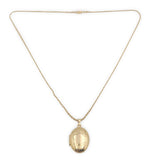 14k Yellow Gold Oval Locket with Engraved Flowers on Wheat Chain 18" (#J7183)