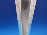 La Pierre Sterling Silver Vase #432 Bright-Cut Leaves Flowers 13" Tall (#8252)