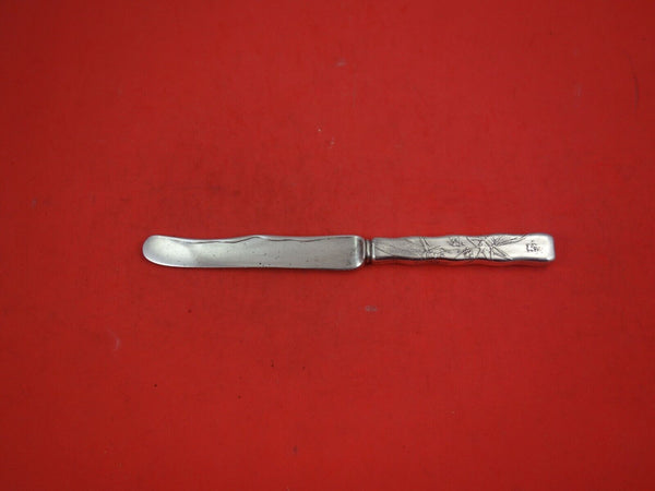 Lap Over Edge Acid Etched by Tiffany Sterling Dessert Knife HHAS w/Cicadas