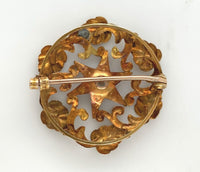 10k Yellow Gold Victorian Seed Pearl Starburst Flower Pin Jewelry (#J6274)