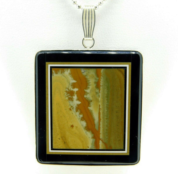 Kaufmann Intarsia Sterling Pendant with Genuine Natural Agate and Onyx (#J4371)
