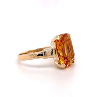 10k Yellow Gold 4.18 Carat Cushion Cut Genuine Natural Citrine Ring (#J5755)