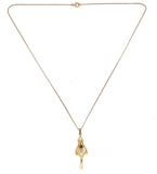 10k Yellow Gold Lavaliere with Freshwater Pearl and Paste Stone (#J6058)