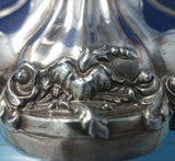 English Victorian Silver on Copper Candlestick Pair Floral #5688 c.1850 (#5942)