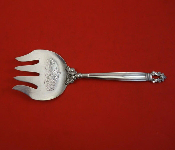 Acorn by Georg Jensen Sterling Silver Tomato Serving Fork Hammered with Flower